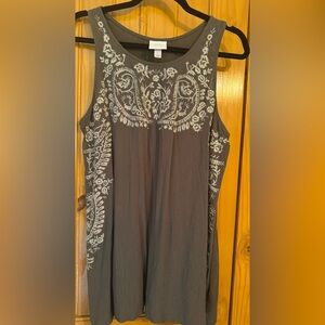 Knox Rose Sz 1 olive green Embroidered Sleeveless Top